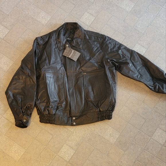 NRA Life Member Authentic Burks Bay Genuine Leather Bomber JacketMen's XL NWT